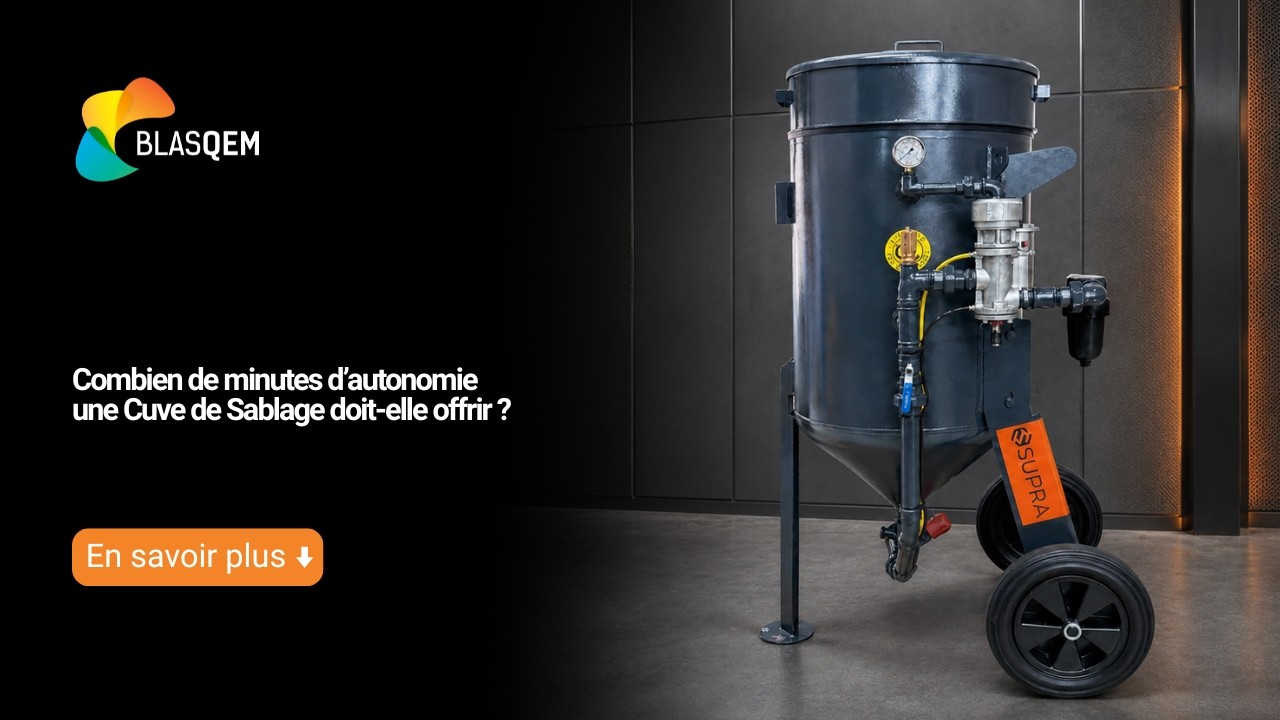 Combien de minutes d’autonomie une cuve de sablage doit-elle offrir ?